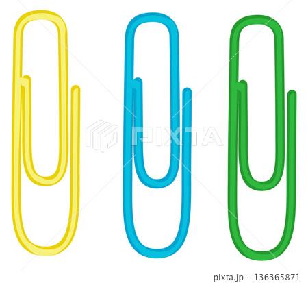 Color paper clips. Office stationery cartoon icon Color paper clips. Office stationery cartoon icon 136365871