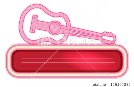Guitar neon sign. Empty night club logo Guitar neon sign. Empty night club logo 136365883