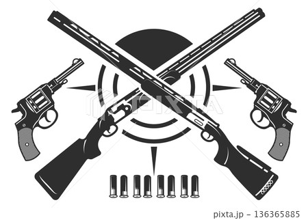 Sport gun label in retro style. Shooting club 136365885