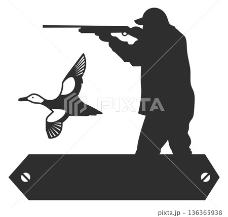 Duck hunting black logo. Hunter club badge 136365938
