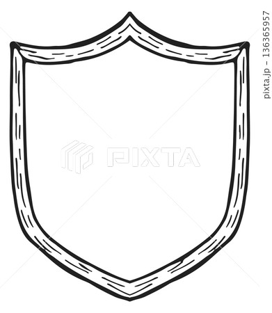 Blank shield frame engraving. Vintage label...のイラスト素材 [136365957] - PIXTA