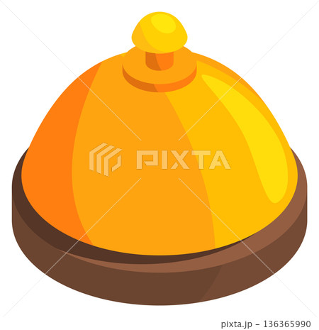 Hotel service bell. Golden hand tool isometric icon 136365990