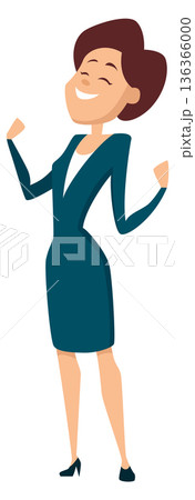 Businesswoman character smiling. Cartoon happy woman winner Businesswoman character smiling. Cartoon happy woman winner 136366000