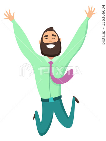 Businessman jumping joyful. Work success cartoon icon Businessman jumping joyful. Work success cartoon icon 136366004