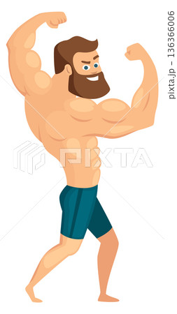 Strong man show muscles. Powerful body athlete 136366006