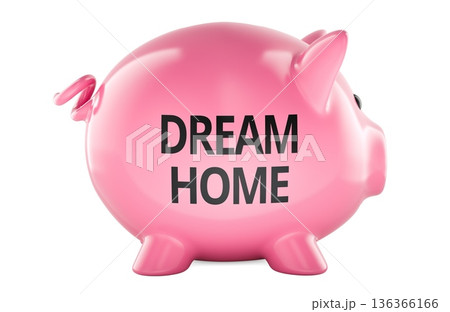 Dream Home Fund, concept with piggy bank. 3D rendering 136366166