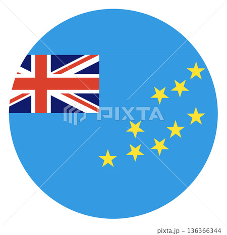 Round flag of Tuvalu isolated in circle shape. 136366344