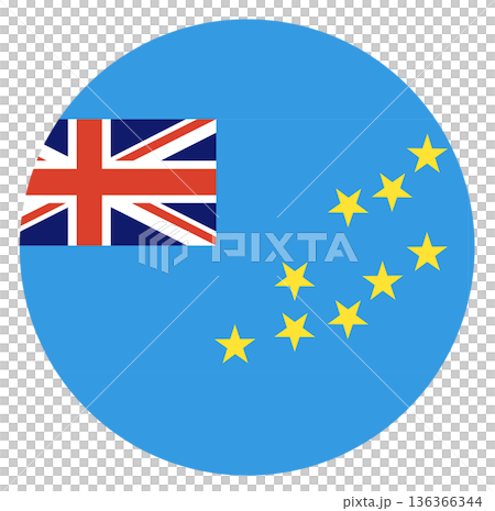 Round flag of Tuvalu isolated in circle shape. 136366344