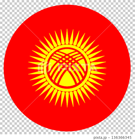 Circle flag of Kyrgyzstan isolated in round shape. 136366345
