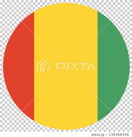 Circle flag of Guinea isolated in circle shape. 136366348
