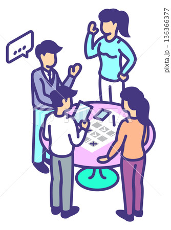 People brainstorm together. Business idea discussing concept 136366377