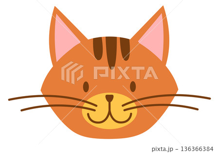 Cheerful cat face. Grinning expression. Funny pet Cheerful cat face. Grinning expression. Funny pet 136366384
