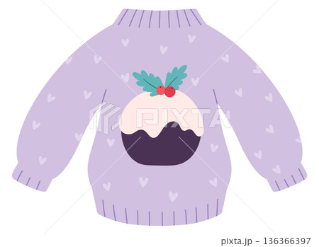 Ugly christmas sweater with holiday sweet color icon 136366397