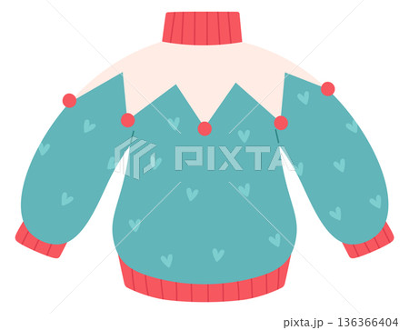 Winter holiday party ugly sweater color icon Winter holiday party ugly sweater color icon 136366404