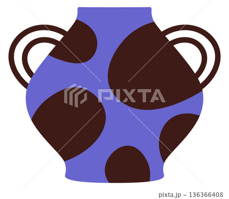 Interior vase. Blue spot pottery color drawing Interior vase. Blue spot pottery color drawing 136366408