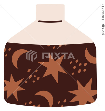 Pottery icon. Clay vase with cozy night design 136366417