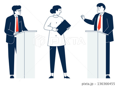 Political debate color icon. Public discussion illustration 136366455