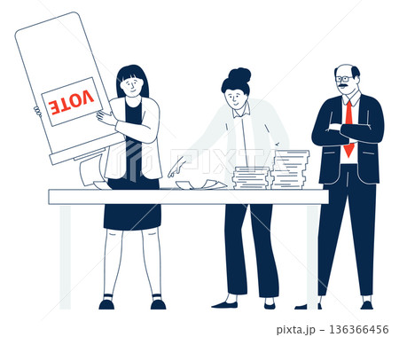 People counting votes. Polling voices color illustration 136366456