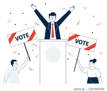 Political candidate campaign icon. Balloting politician character Political candidate campaign icon. Balloting politician character 136366458
