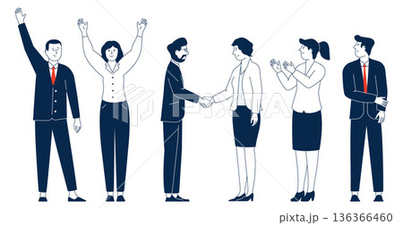 Successful partnership. Deal handshake. Business team illustration 136366460