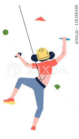 Sport climbing athlete character. Alpine tourism mascot 136366486