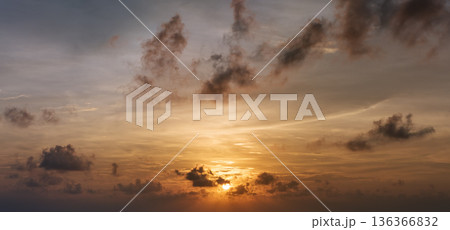 Amazing evening skyscape. Sunset sky with bright colorful clouds 136366832