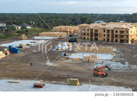 Apartment condos under construction. Development of residential housing in North Port, Florida. Real estate market in the USA 136366928