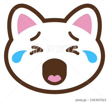 Crying cat face. Tears emoji. Kawaii emotion 136367023