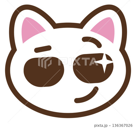 Cool cat face in sunglasses. Kawaii pet emoji Cool cat face in sunglasses. Kawaii pet emoji 136367026