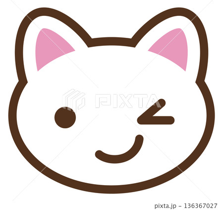 Winked cat emoji. Cute kawaii animal face Winked cat emoji. Cute kawaii animal face 136367027