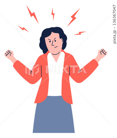 Angry irritated woman. Negative mood cartoon icon 136367047
