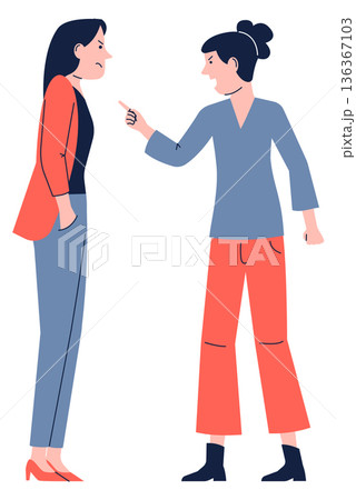 Screaming friends. Female conflict concept. Negative conversation 136367103