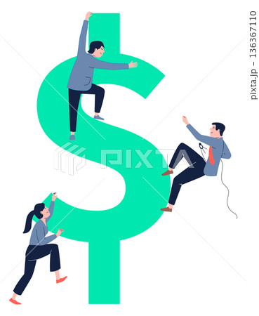 People climbing on dollar sign. Business money goal People climbing on dollar sign. Business money goal 136367110