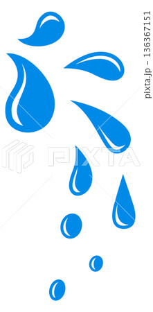 Tears falling cartoon icon. Blue liquid droplets Tears falling cartoon icon. Blue liquid droplets 136367151