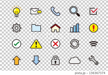 Bold line icon set for office and work 136367374