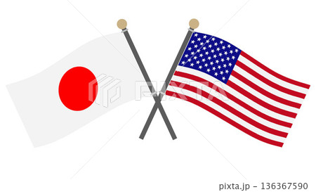国旗　日本とアメリカ 136367590