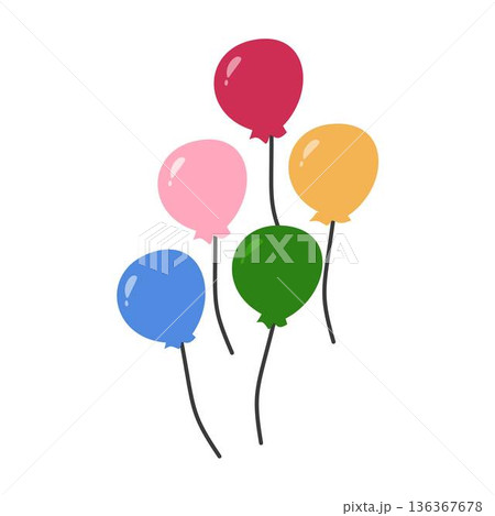 Bunch of balloons. Colored balloons in simple illustration 136367678