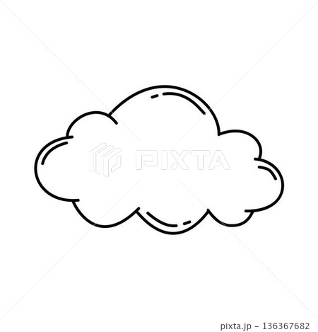 Cartoon White Cloud Shape Illustration, Cartoon Cloud with Black Outline Cartoon White Cloud Shape Illustration, Cartoon Cloud with Black Outline 136367682