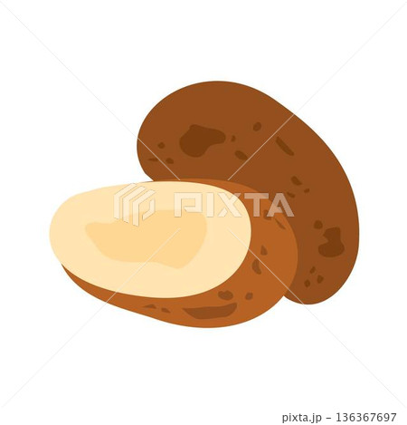 Illustration of Sliced and Whole Potatoes, Whole Root Crops and Sliced Pieces of Potato Illustration of Sliced and Whole Potatoes, Whole Root Crops and Sliced Pieces of Potato 136367697