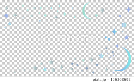 Frame illustration of a night sky dotted with stars and the moon. Blue background illustration 136368692