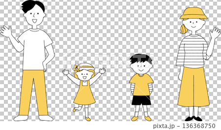 揮手致意的單色家庭 揮手致意的單色家庭 136368750