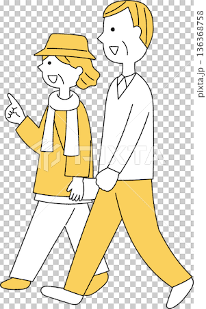 一對面微笑的老年夫婦正在散步 136368758