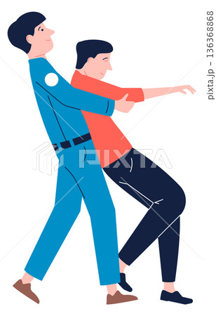 Paramedic hold unconscious man. First medical aid 136368868