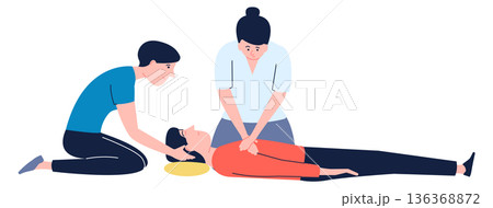 Cpr color icon. Heart massage rescue procedure 136368872