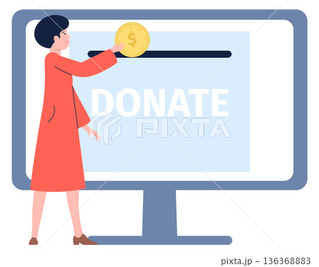 Online money donation. Web charity color icon 136368883