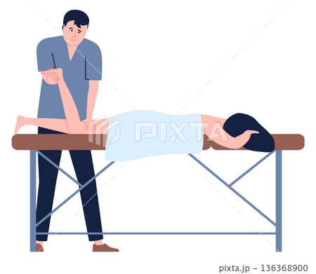 Leg massage. Professional physiotherapist adjust bone and muscle health 136368900