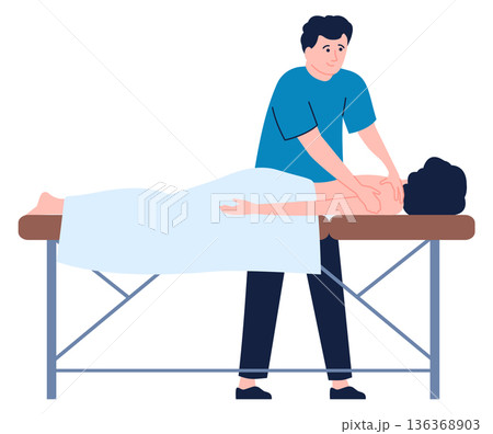 Professional massage concept. Medical worker. Chiropractic physiotherapy Professional massage concept. Medical worker. Chiropractic physiotherapy 136368903