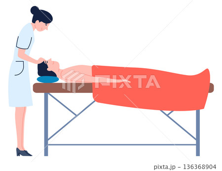 Medical massage procedure. Hospital healing treatment icon Medical massage procedure. Hospital healing treatment icon 136368904