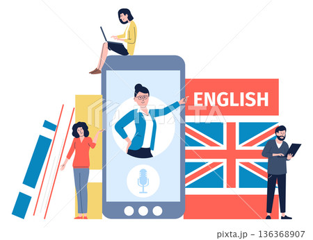 English study online. Digital language education concept 136368907