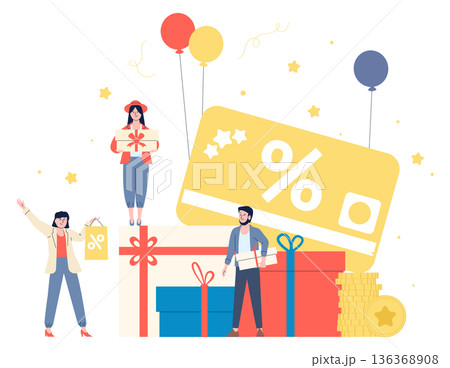 Gift sale discount. Store shopping promo illustration 136368908